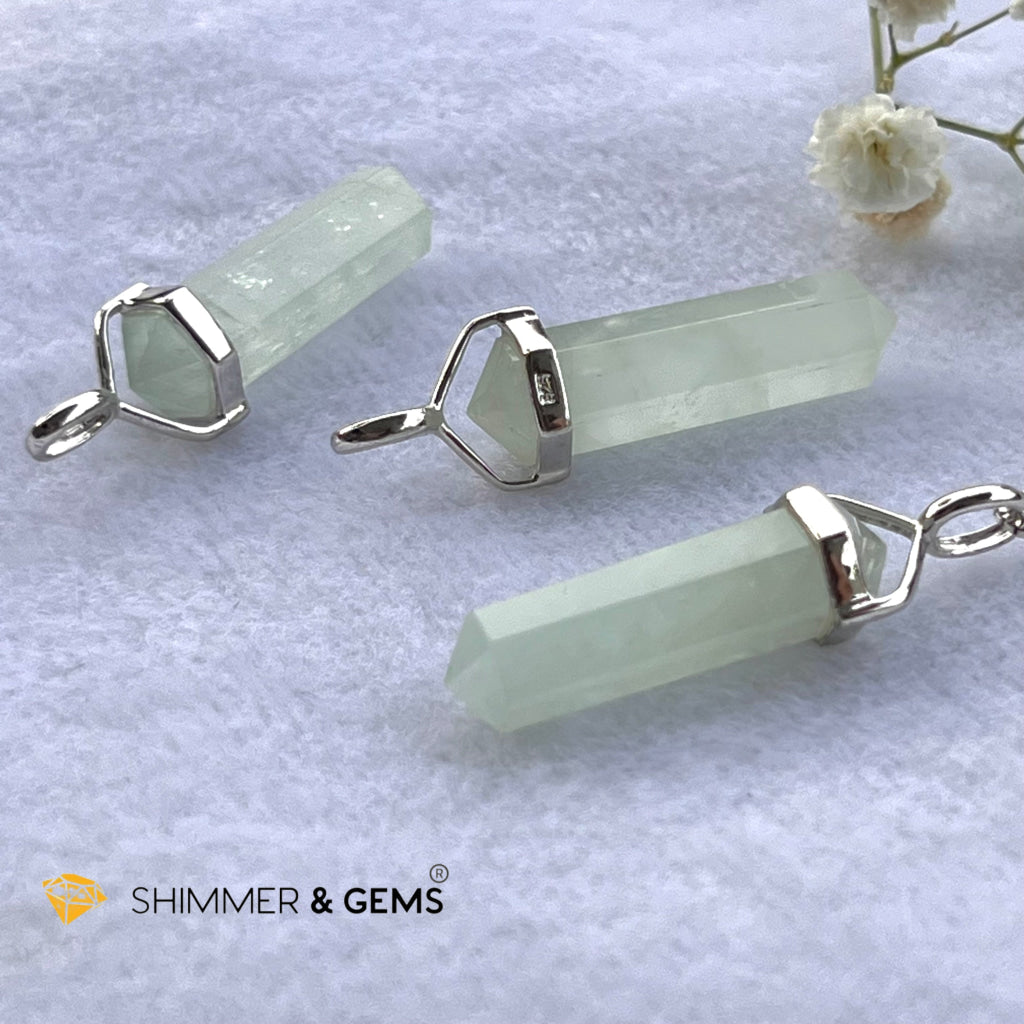 Aquamarine Double Pointer Pendant 925 Silver Charms & Pendants