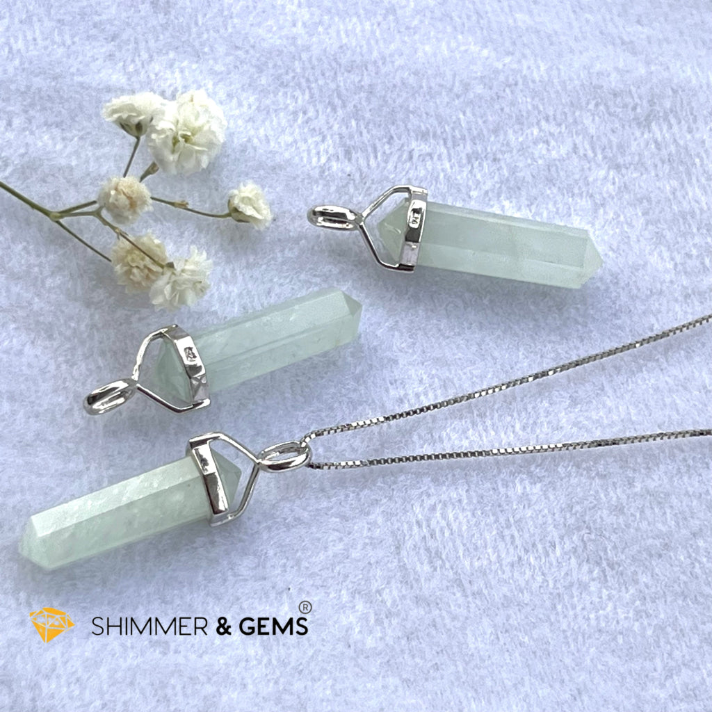 Aquamarine Double Pointer Pendant 925 Silver Charms & Pendants