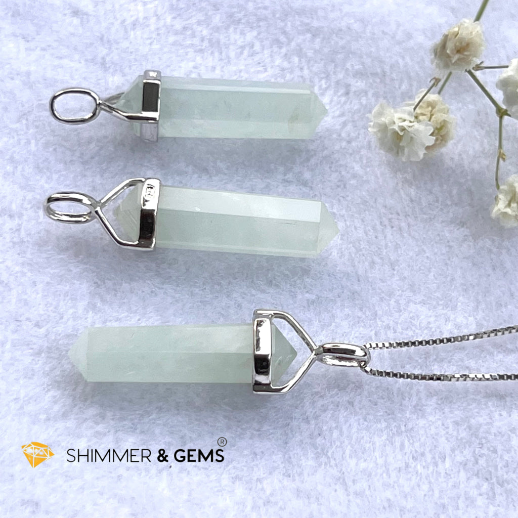 Aquamarine Double Pointer Pendant 925 Silver Charms & Pendants