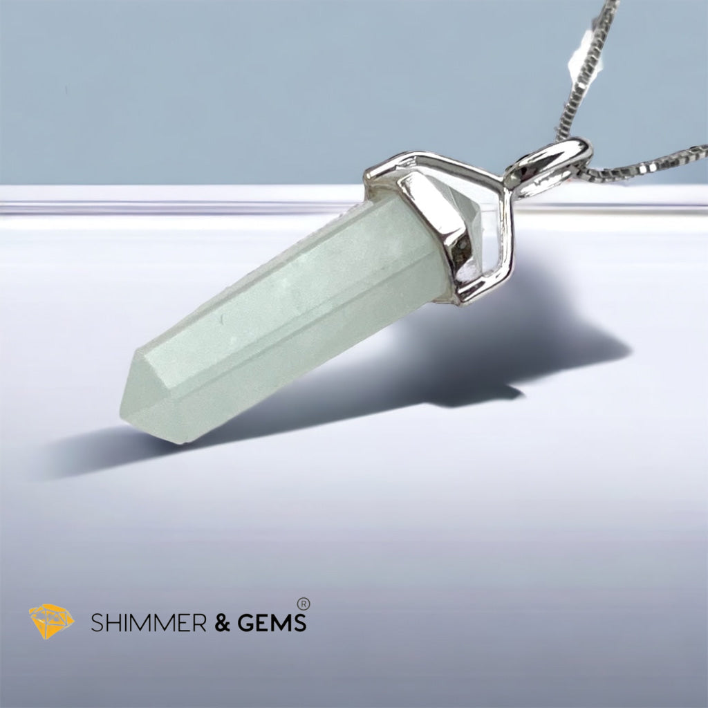 Aquamarine Double Pointer Pendant 925 Silver (Calmness)