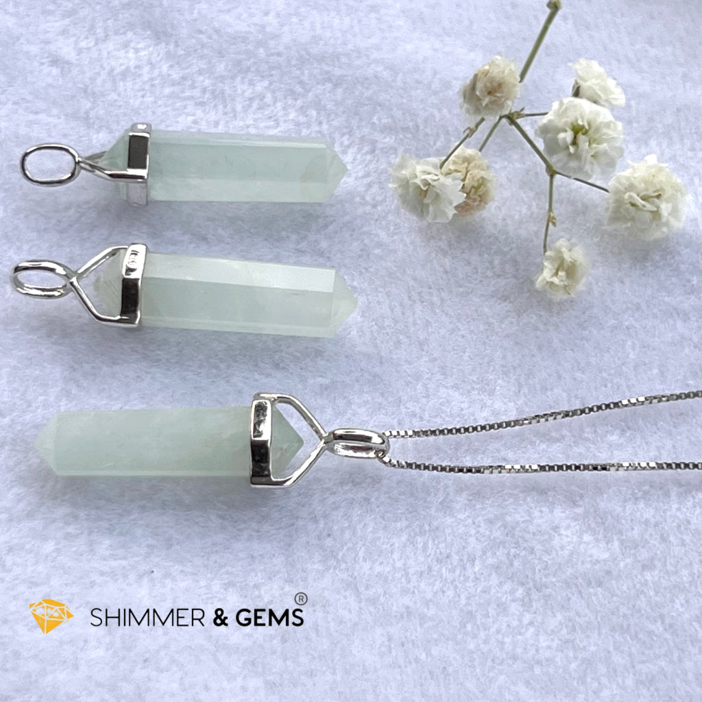 Aquamarine Double Pointer Pendant 925 Silver 35Mm Only Charms & Pendants