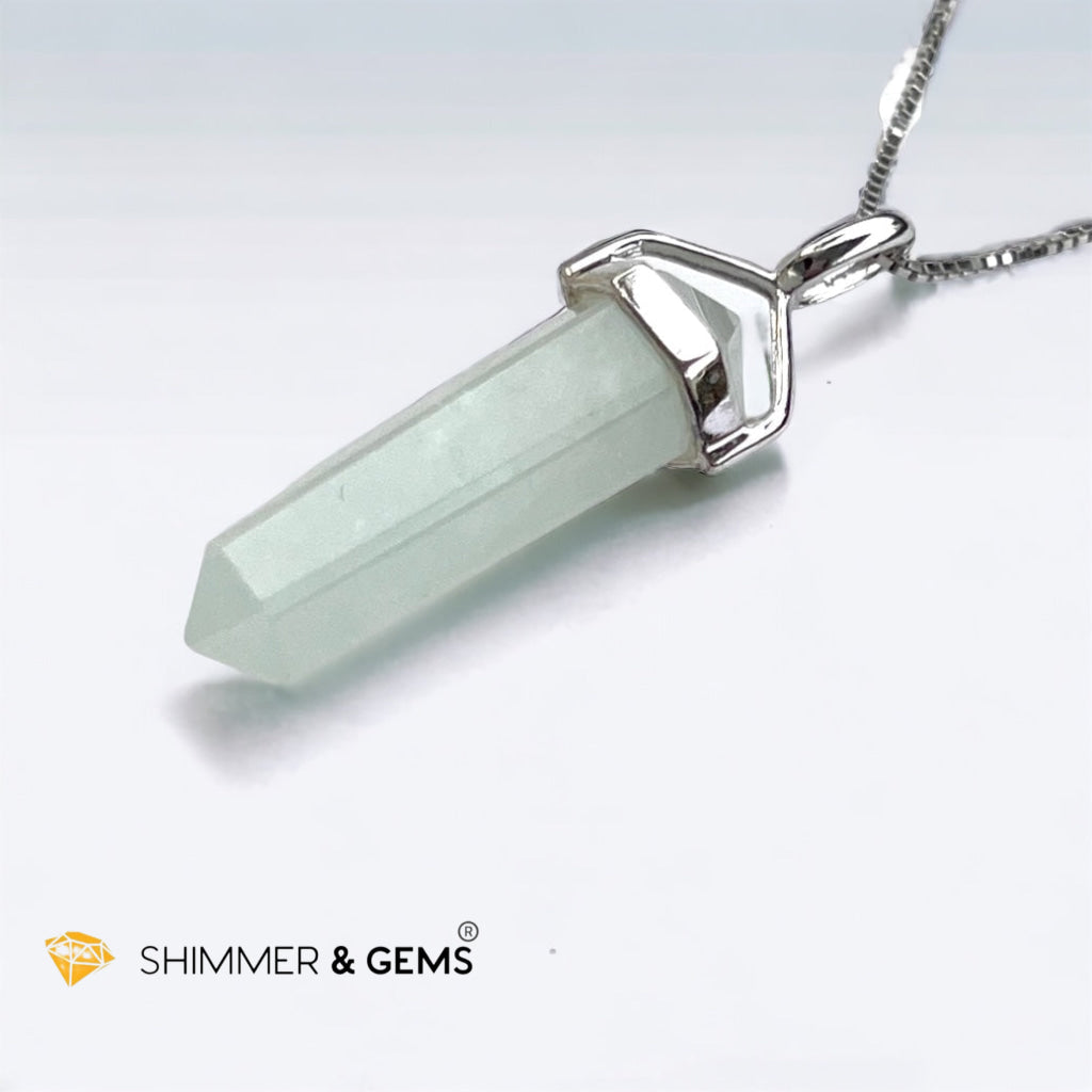 Aquamarine Double Pointer Pendant 925 Silver (Calmness)