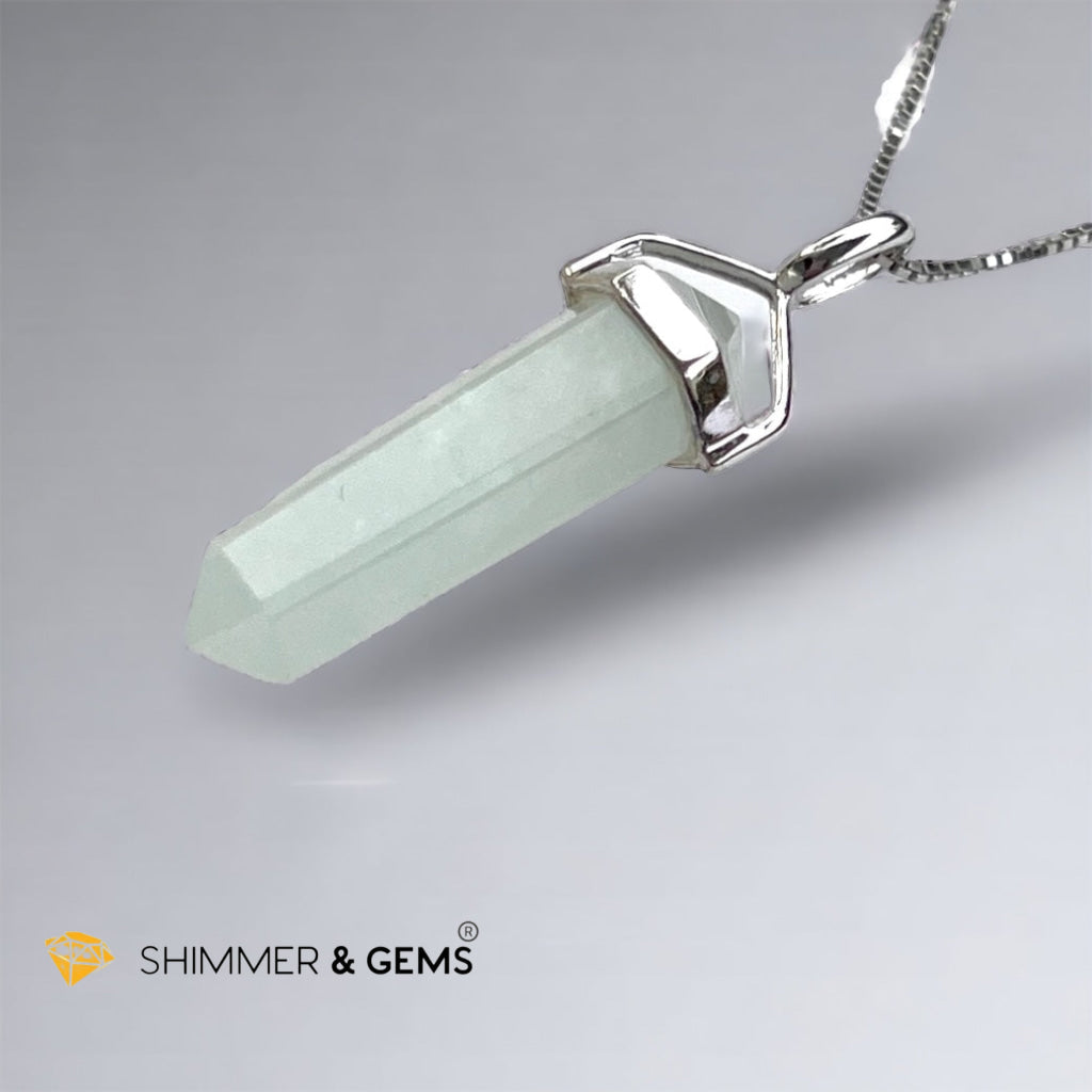 Aquamarine Double Pointer Pendant 925 Silver (Calmness)