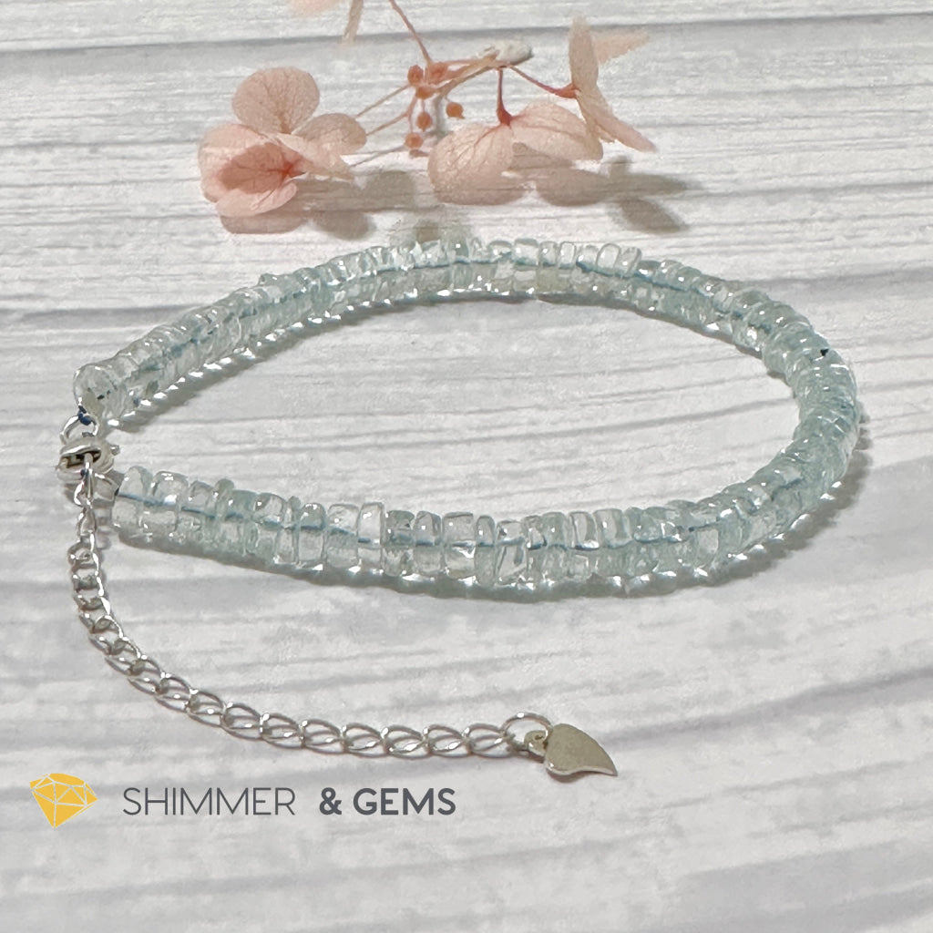 Aquamarine Ice 925 Silver Crystal Bracelet (Adjustable)