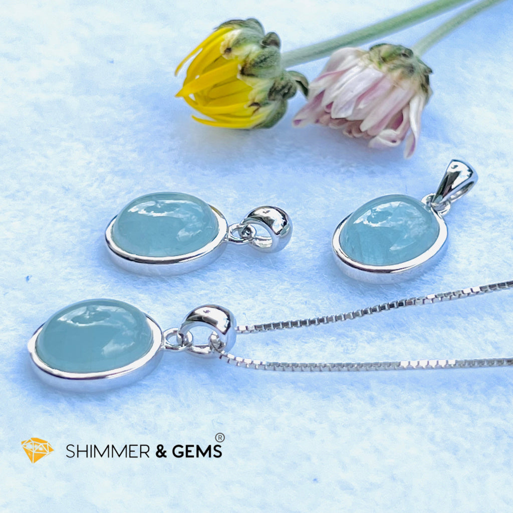 Aquamarine Oval Pendant Aa Grade Charms & Pendants