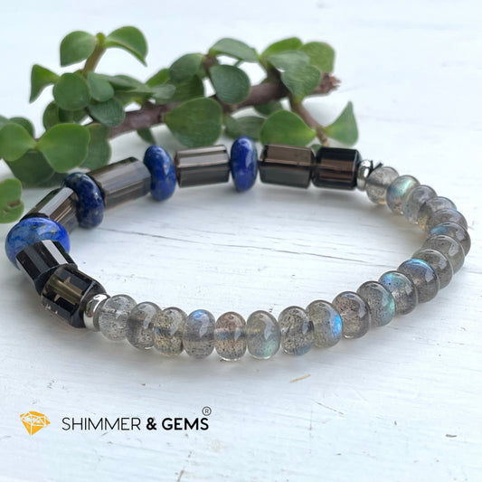 Aura Cleanse & Stress Release Bracelet For Men Women (Labradorite Lapis Smoky Quartz) Bracelets