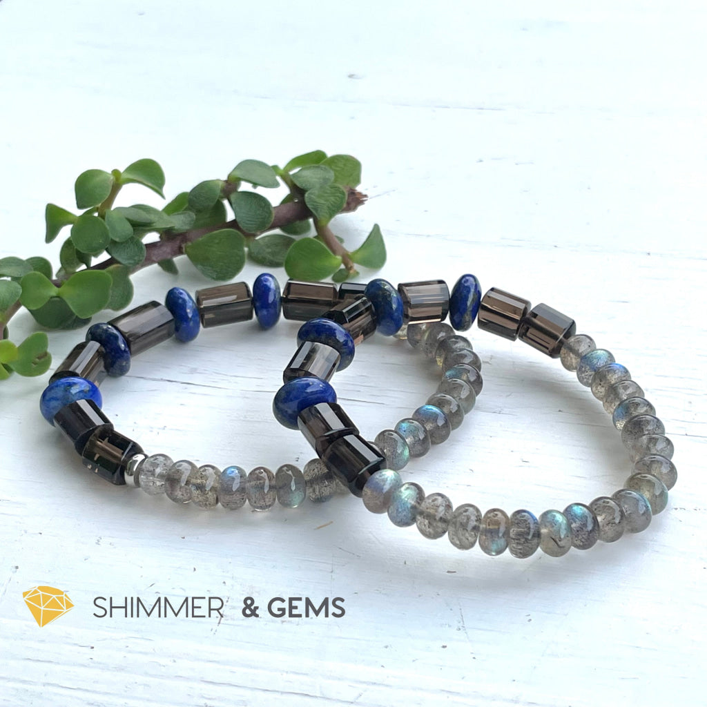 Aura Cleanse & Stress Release Bracelet For Men Women (Labradorite Lapis Smoky Quartz) Bracelets