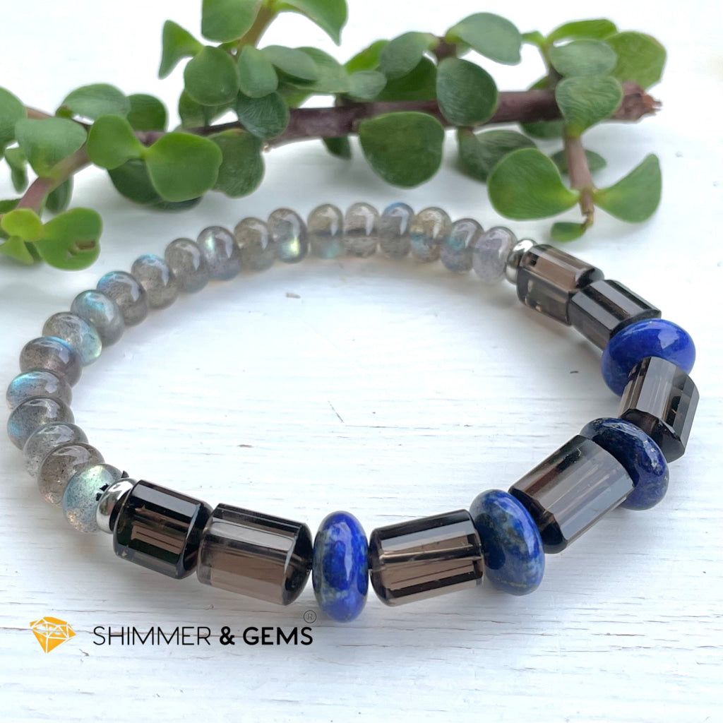 Aura Cleanse & Stress Release Bracelet For Men Women (Labradorite Lapis Smoky Quartz) Bracelets