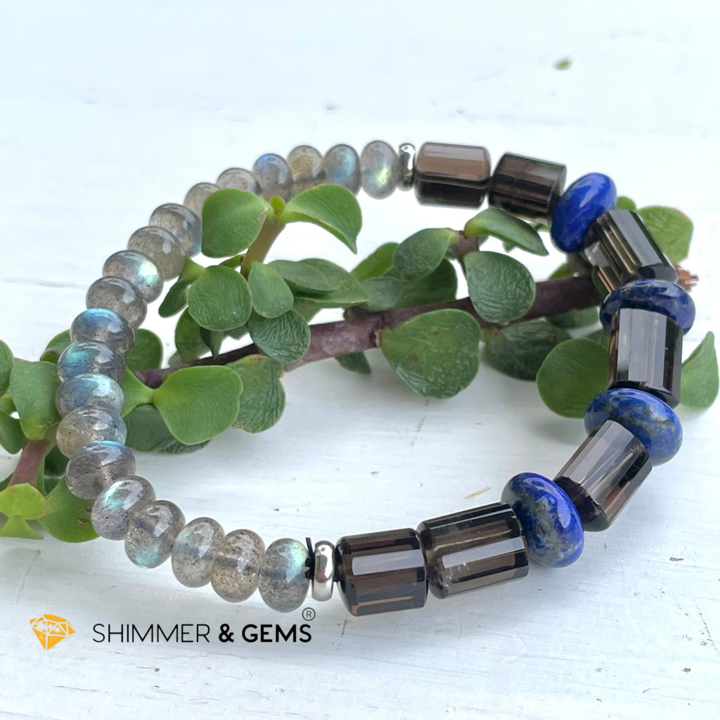 Aura Cleanse & Stress Release Bracelet For Men Women (Labradorite Lapis Smoky Quartz) Bracelets