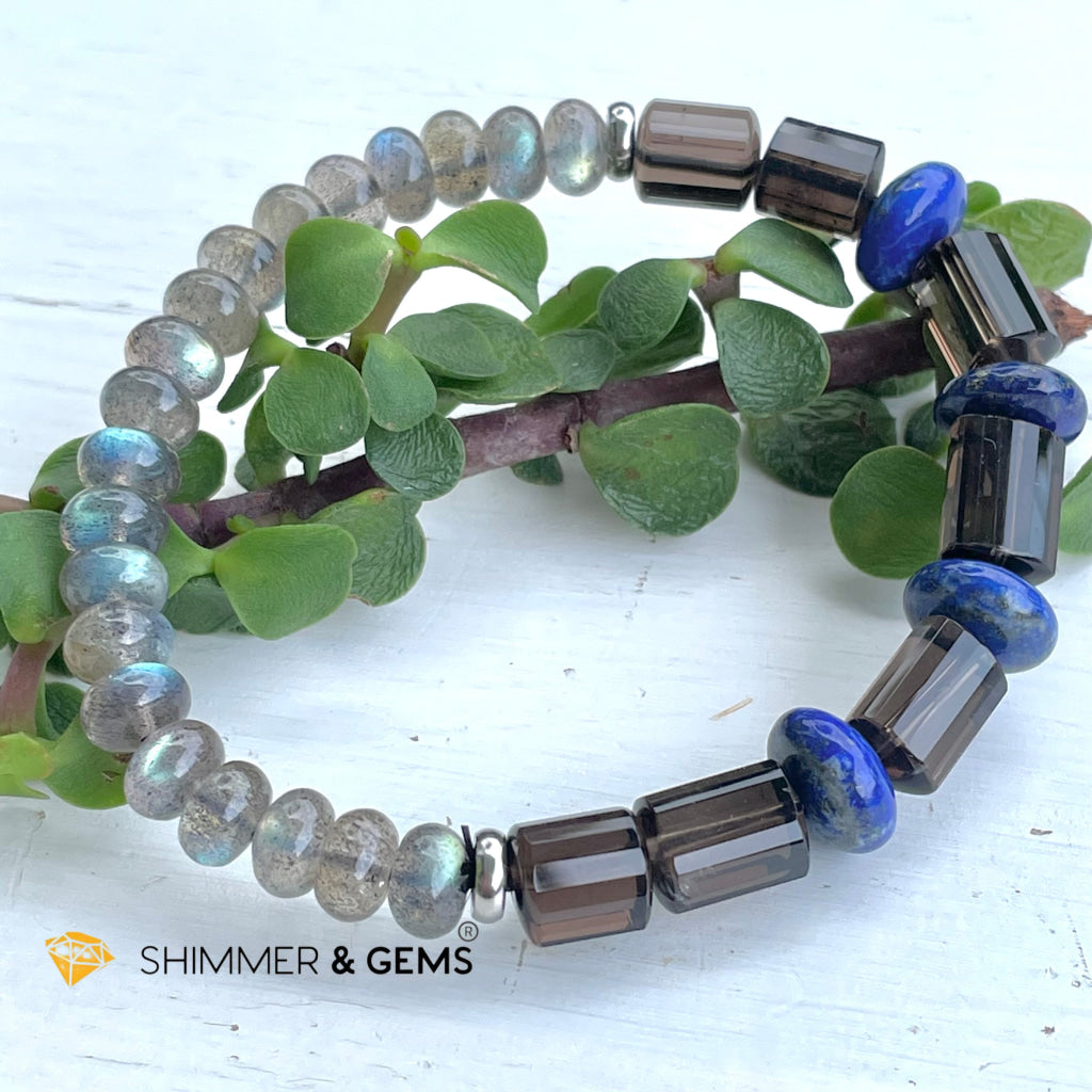Aura Cleanse & Stress Release Bracelet For Men Women (Labradorite Lapis Smoky Quartz) Bracelets