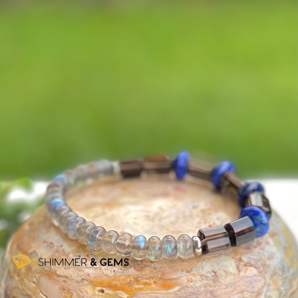 Aura Cleanse & Stress Release Bracelet For Men Women (Labradorite Lapis Smoky Quartz) Bracelets