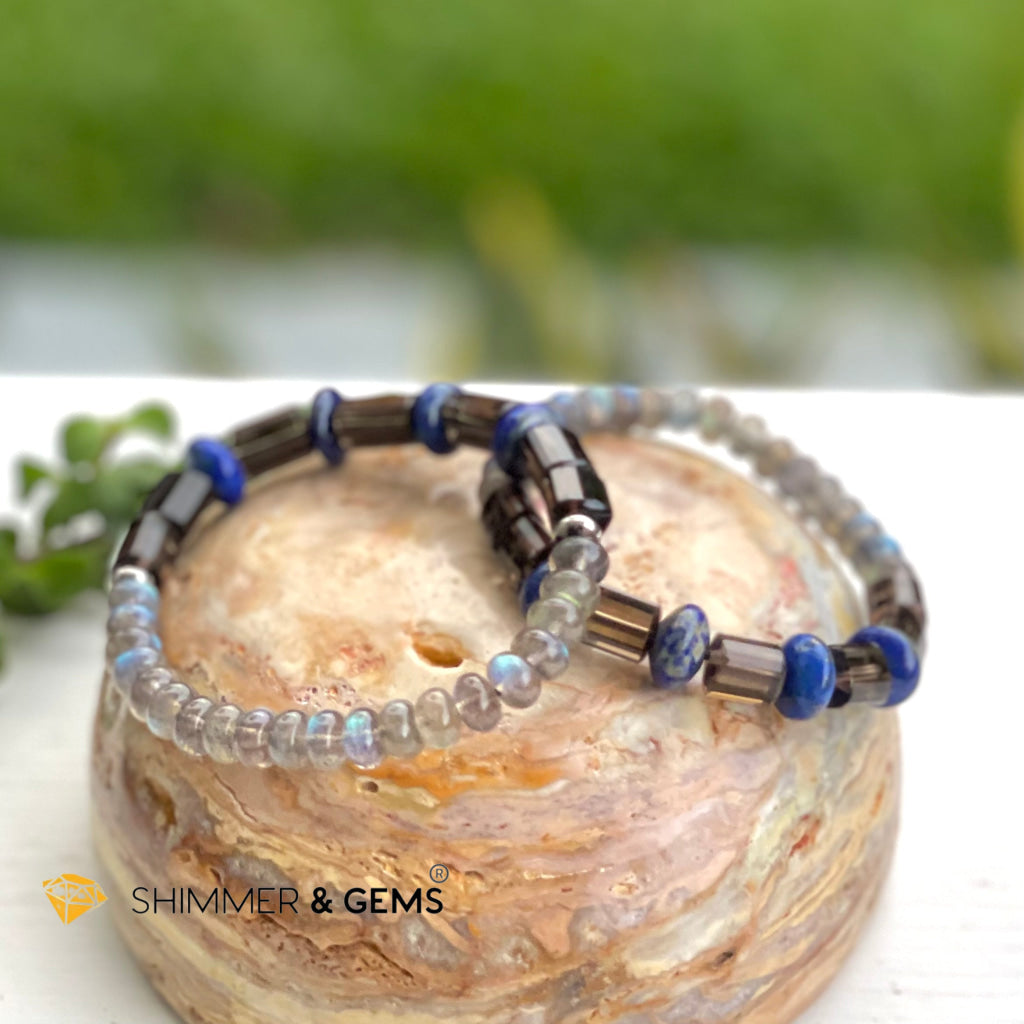 Aura Cleanse & Stress Release Bracelet For Men Women (Labradorite Lapis Smoky Quartz) Bracelets