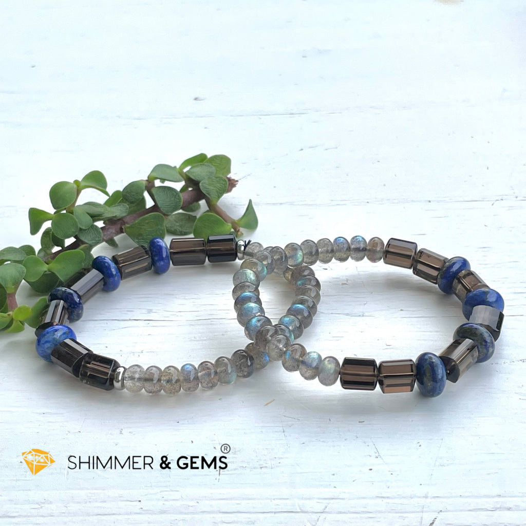 Aura Cleanse & Stress Release Bracelet For Men Women (Labradorite Lapis Smoky Quartz) Bracelets