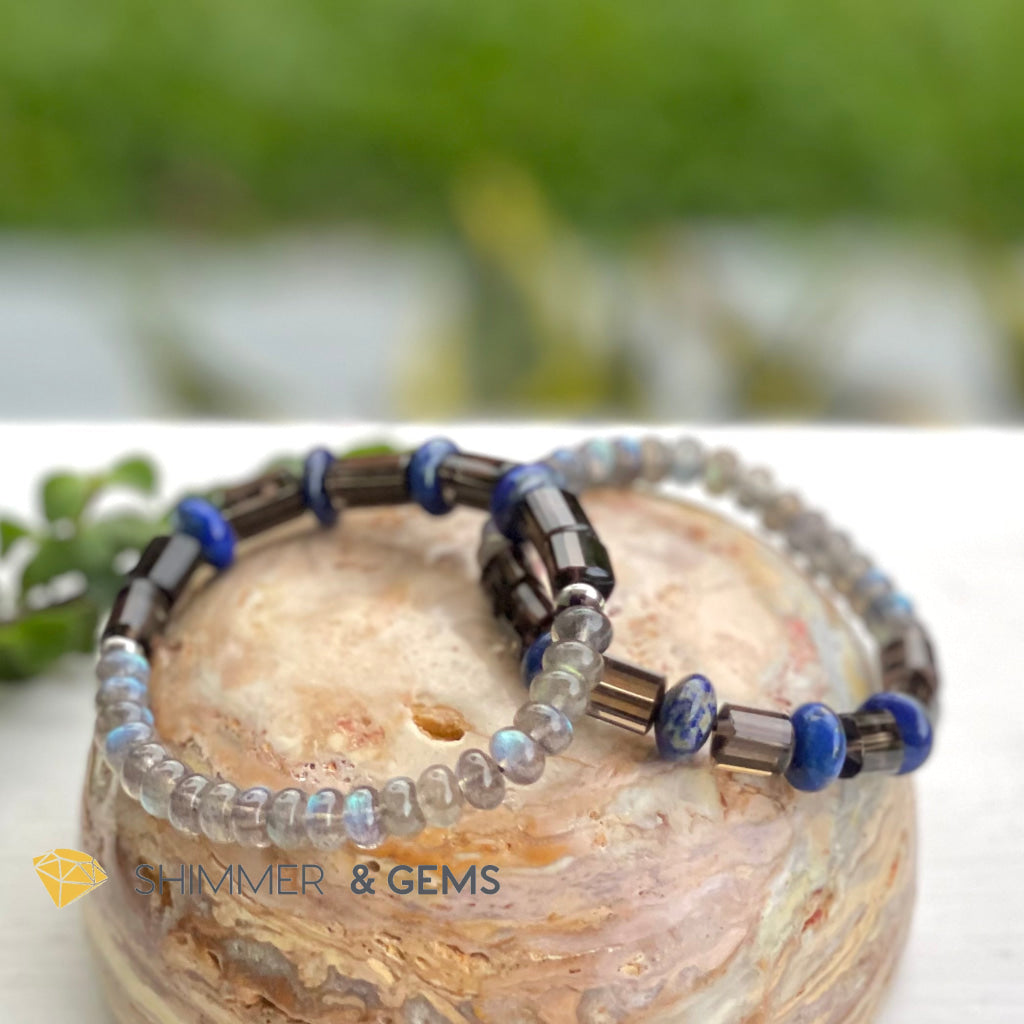 Aura Cleanse & Stress Release Bracelet For Men Women (Labradorite Lapis Smoky Quartz) Bracelets