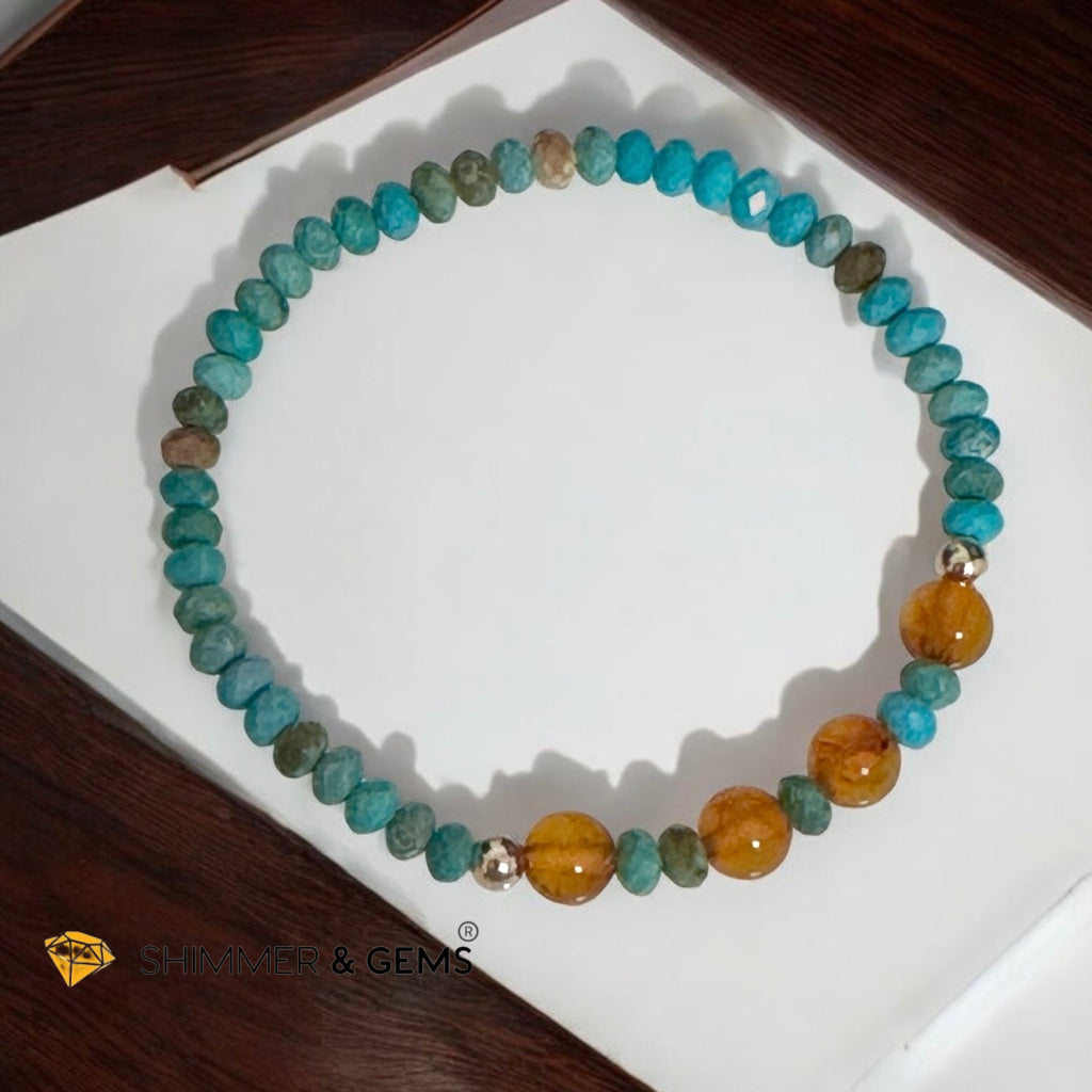 Auto Immune Support Bracelet (Turquoise & Amber with 14k gold filled)