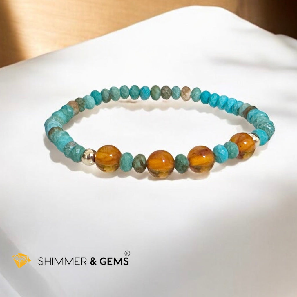 Auto Immune Support Bracelet (Turquoise & Amber with 14k gold filled)