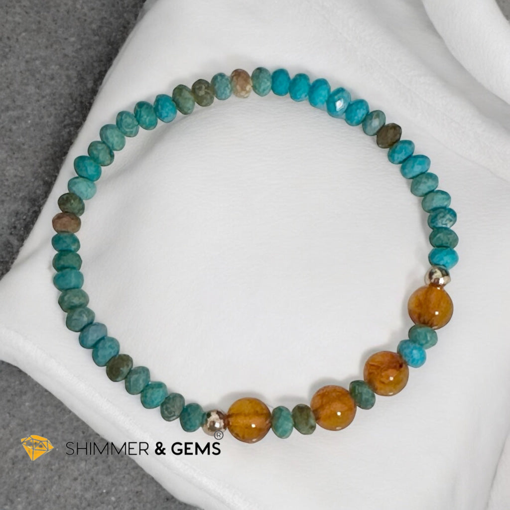 Auto Immune Support Bracelet (Turquoise & Amber with 14k gold filled)