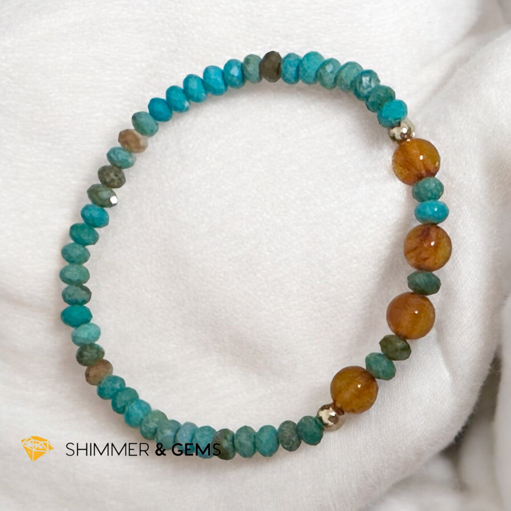 Auto Immune Support Bracelet (Turquoise & Amber with 14k gold filled)