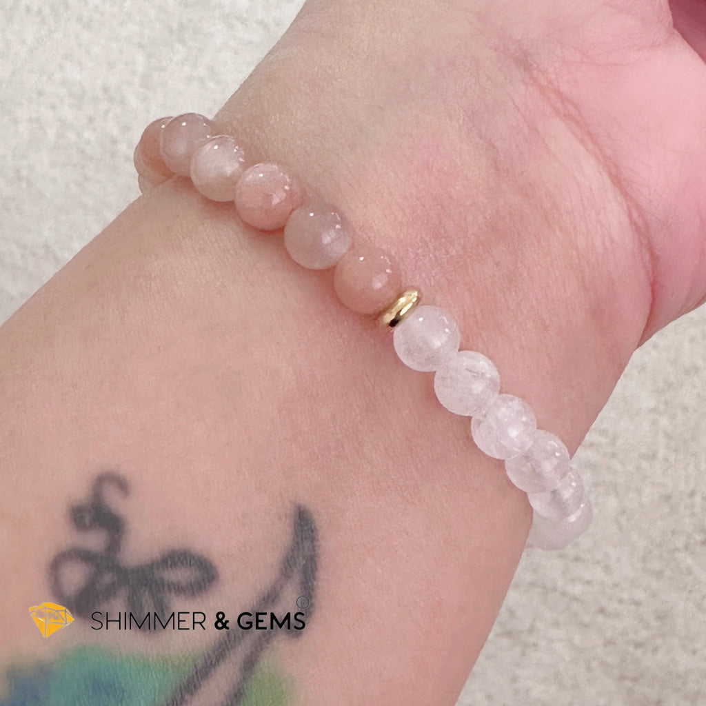 Balance & Joy Pixiu Bracelet (Stainless Steel) Sunstone and Moonstone 6mm