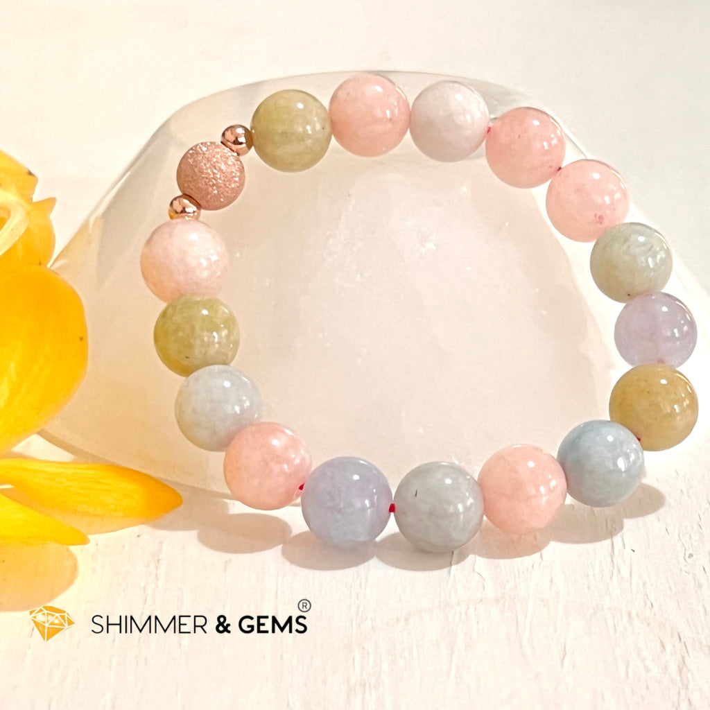 Beryl Healing Bracelet 10Mm (Morganite Heliodor Aquamarine) Bracelets