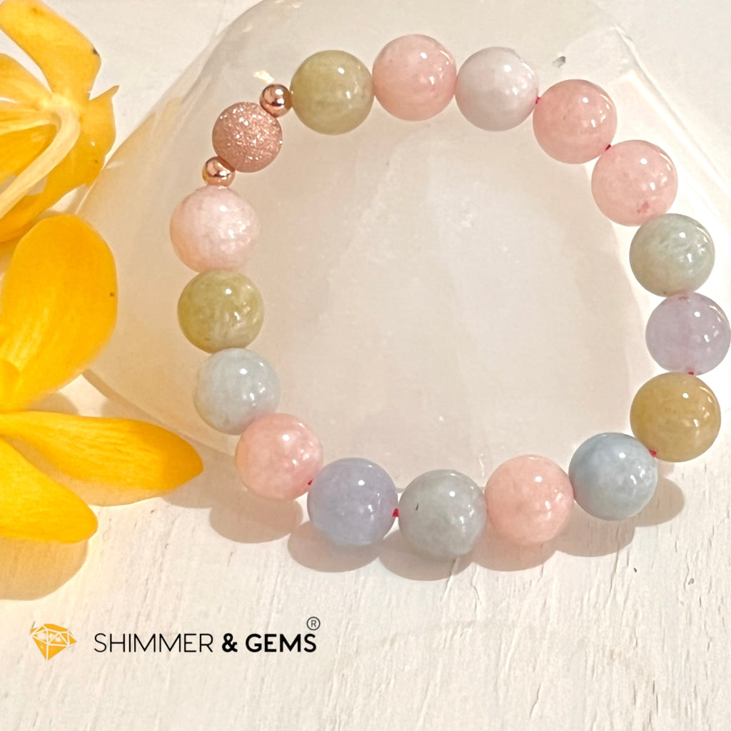 Beryl Healing Bracelet 10Mm (Morganite Heliodor Aquamarine) Bracelets