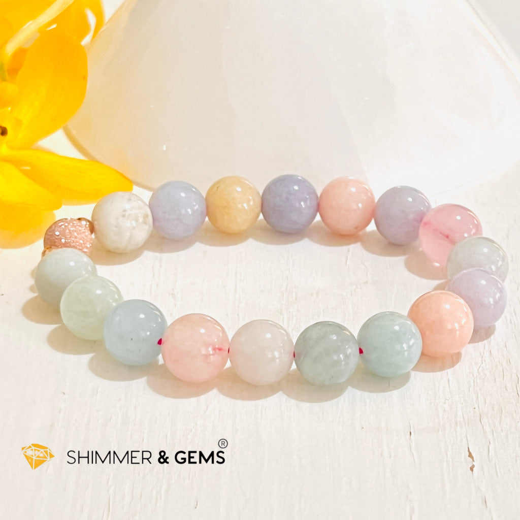 Beryl Healing Bracelet 10Mm (Morganite Heliodor Aquamarine) Bracelets