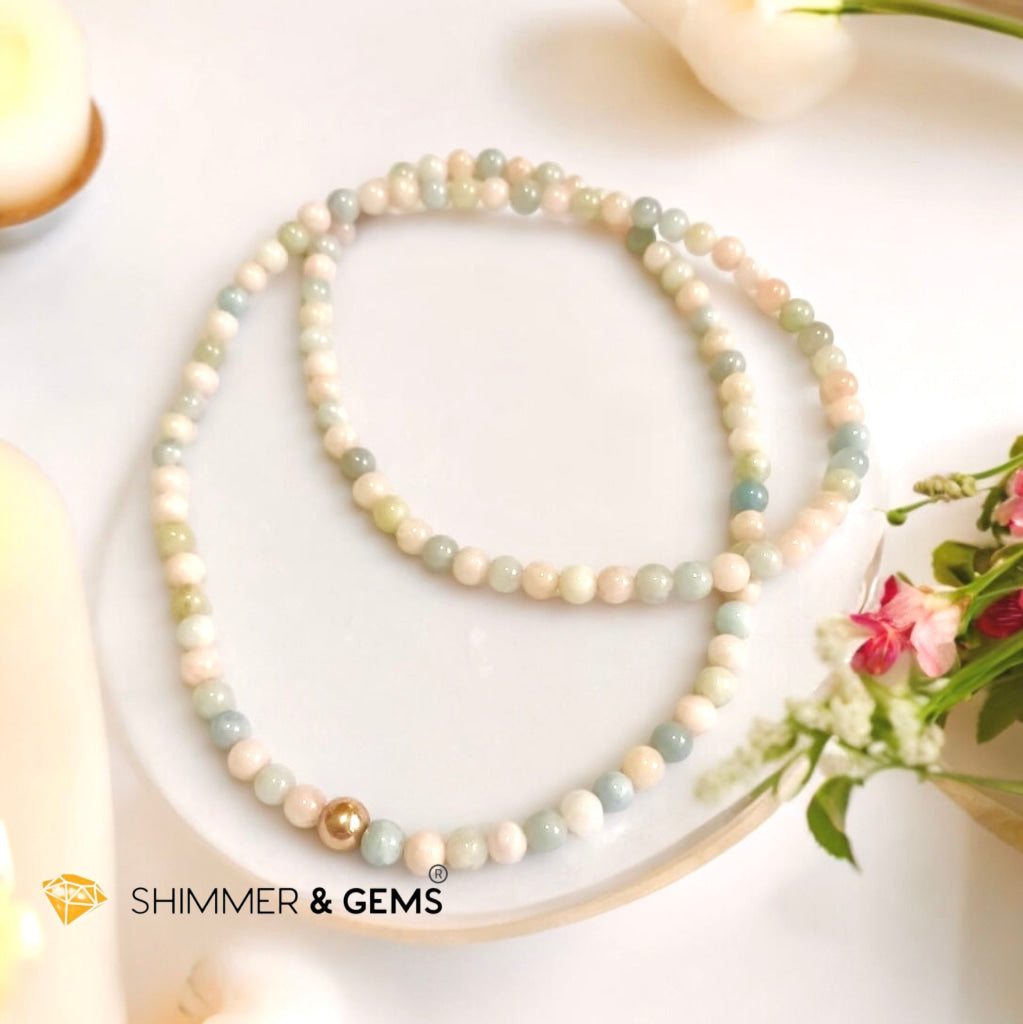Beryl Long Necklace with 14k gold filled (Aquamarine & Morganite )