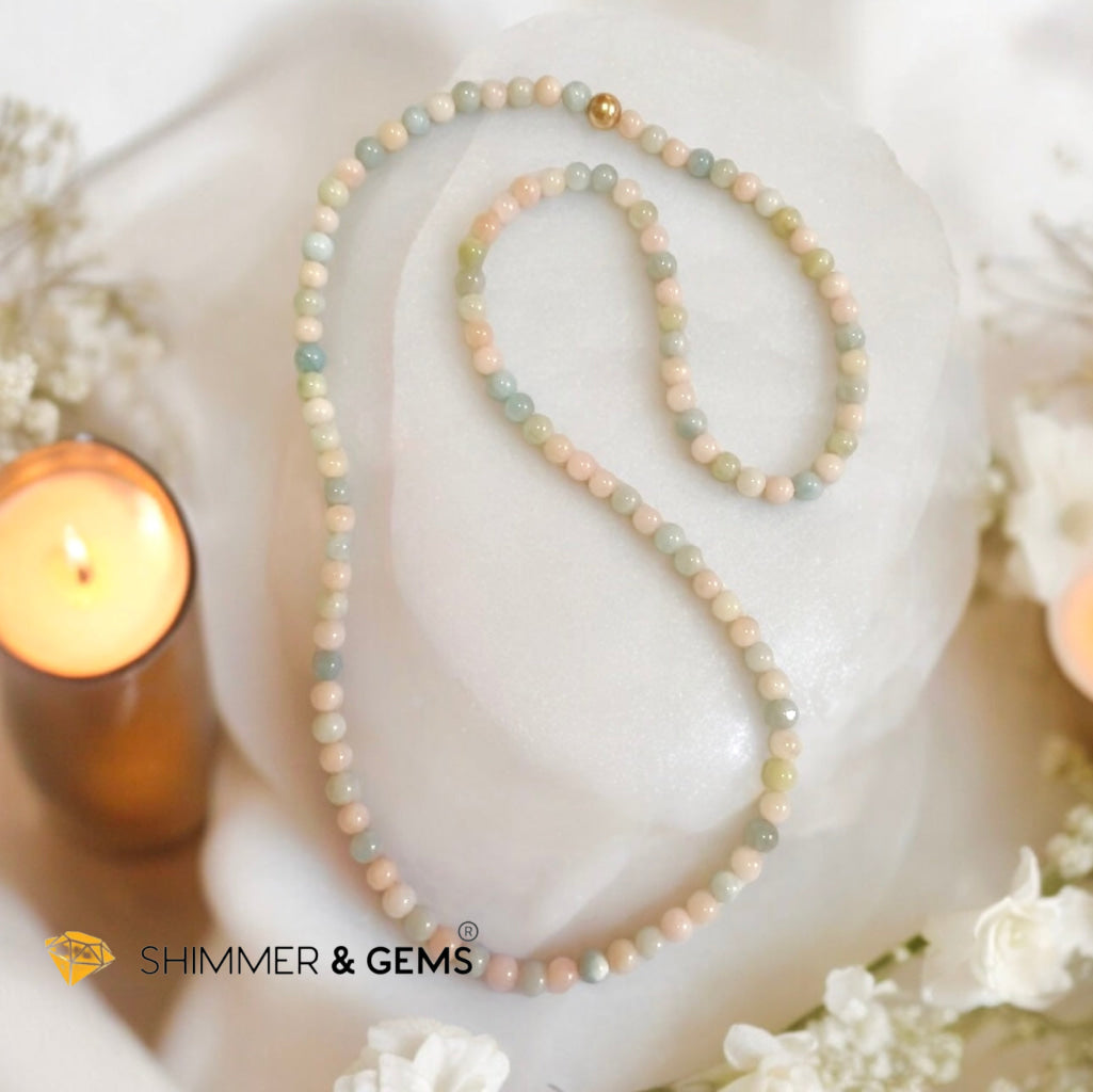 Beryl Long Necklace with 14k gold filled (Aquamarine & Morganite)6mm