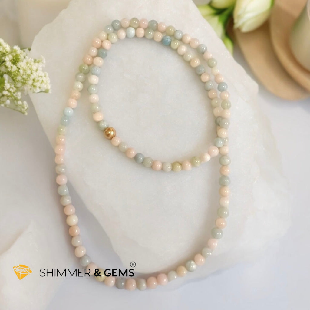 Beryl Long Necklace with 14k gold filled (Aquamarine & Morganite )