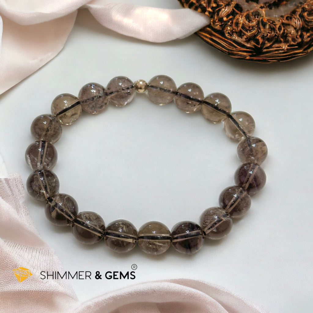 Black Gold Azeztulite 10mm Bracelet with 14k gold filled, Premium, Encoded & Activated