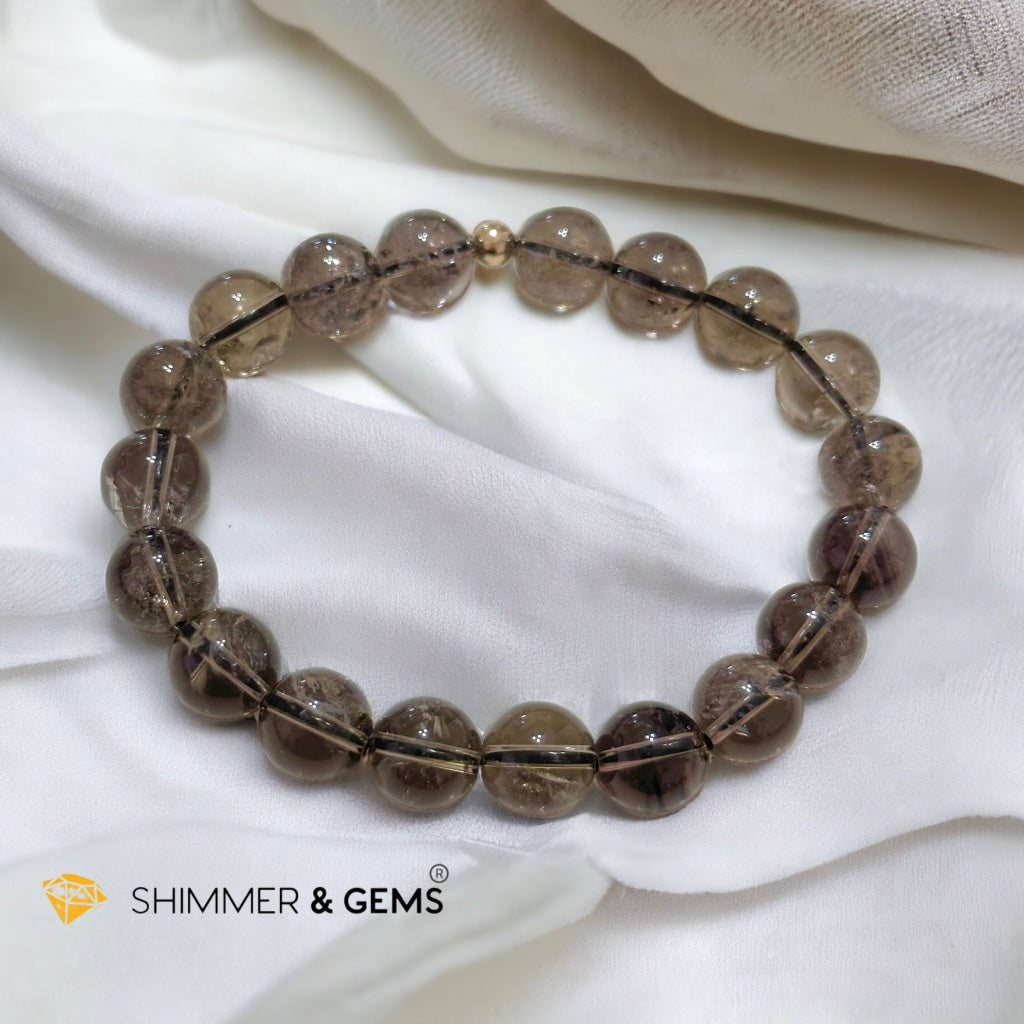 Black Gold Azeztulite 10mm Bracelet with 14k gold filled, Premium, Encoded & Activated