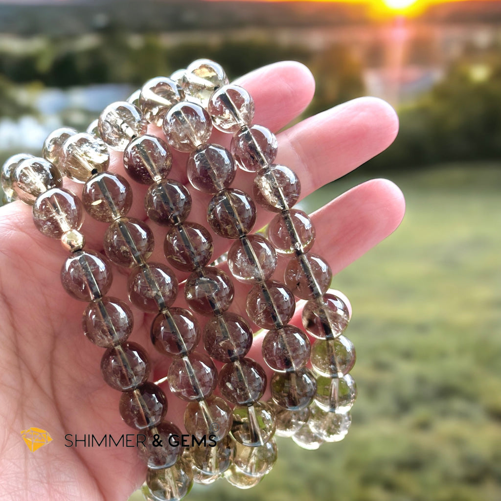 Black Gold Azeztulite 10mm Bracelet with 14k gold filled, Premium, Encoded & Activated