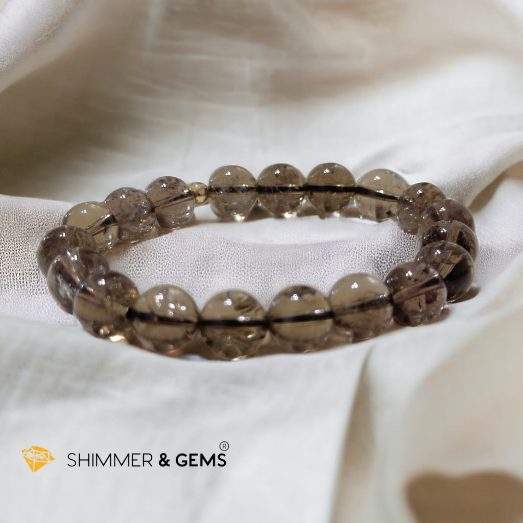 Black Gold Azeztulite 10mm Bracelet with 14k gold filled, Premium, Encoded & Activated