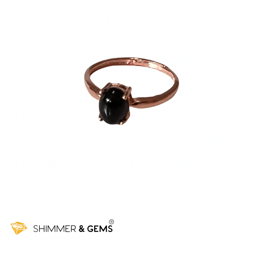 Black Onyx In Rose Gold 925 Silver Rings (Adjustable Size) Protection