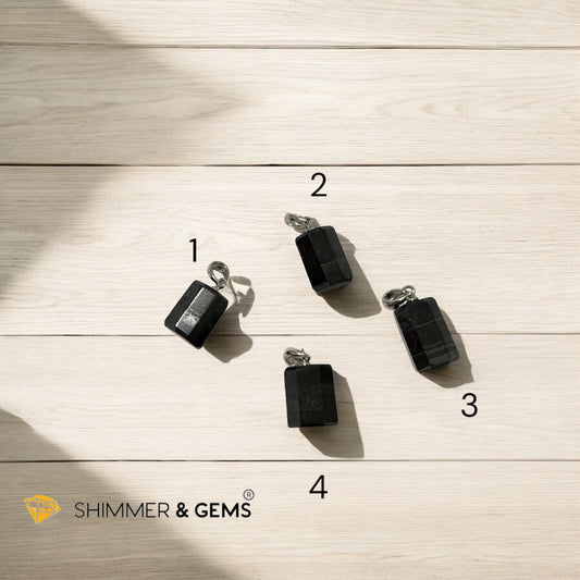 Black Sugilite with Magnetite Tube Pendant (Premium)925 Silver 15mm (Rare)