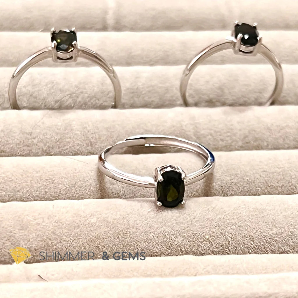 Black Tourmaline 925 Silver Ring Protection