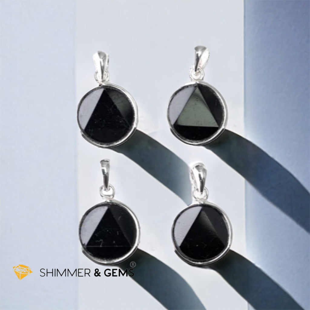 Black Tourmaline Star of David Pendant 925 Silver
