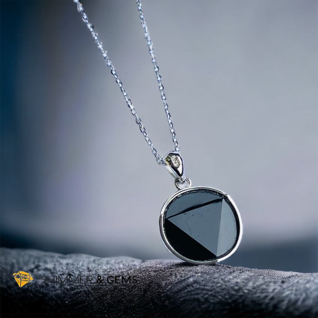 Black Tourmaline Star of David Pendant 925 Silver