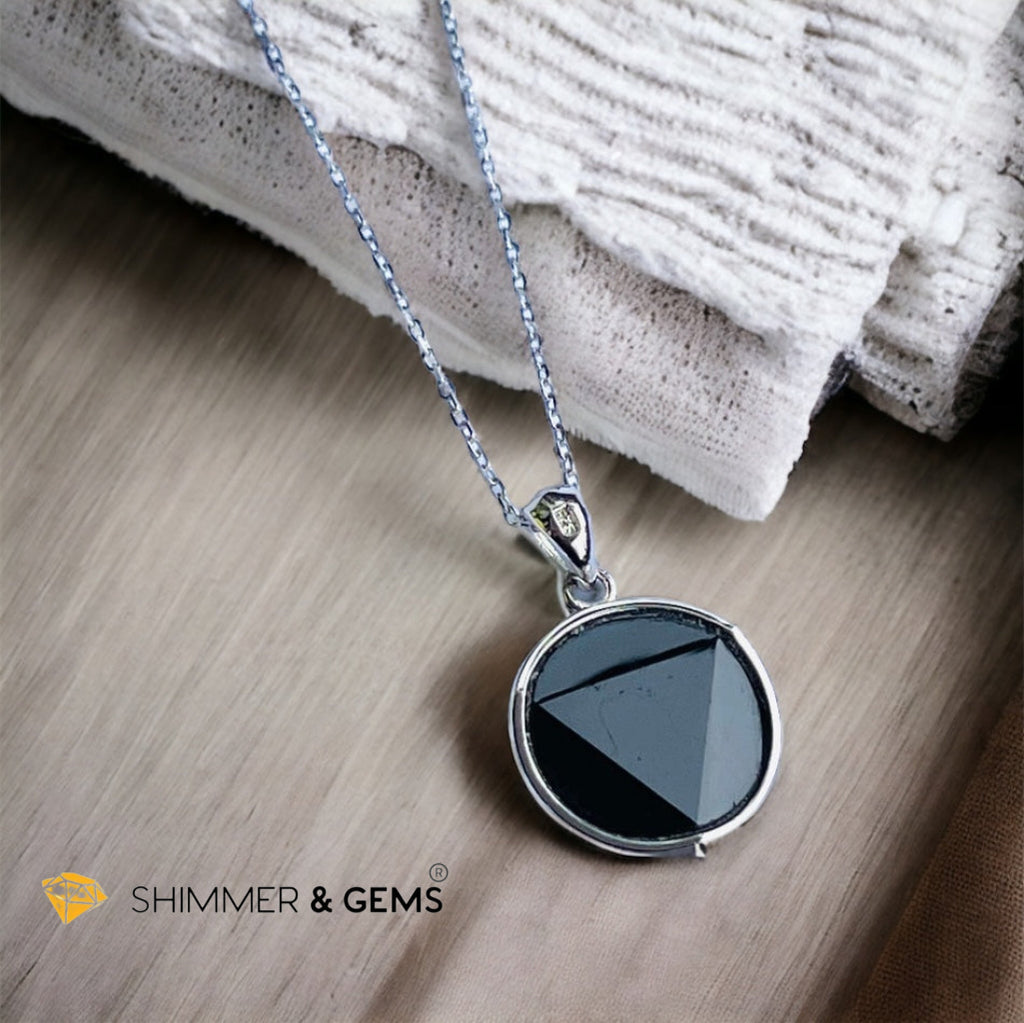Black Tourmaline Star of David Pendant 925 Silver