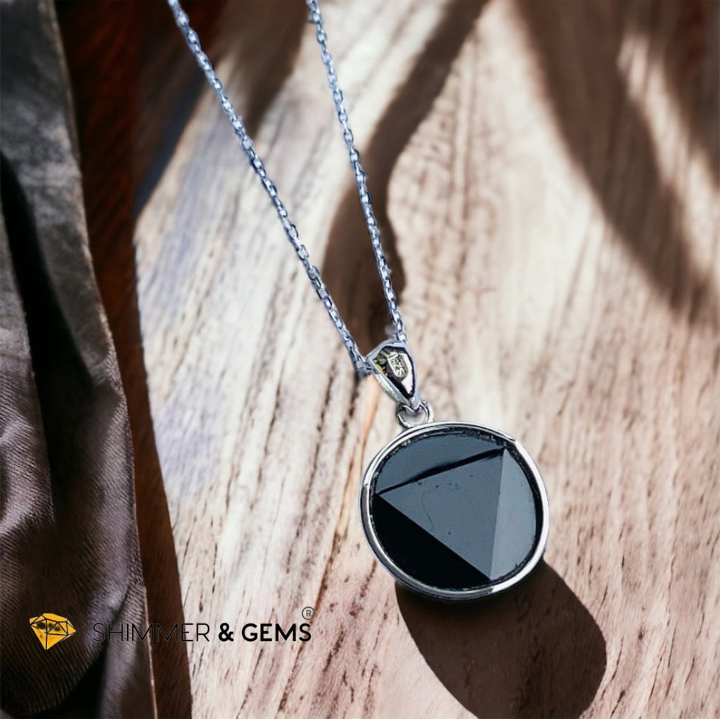 Black Tourmaline Star of David Pendant 925 Silver