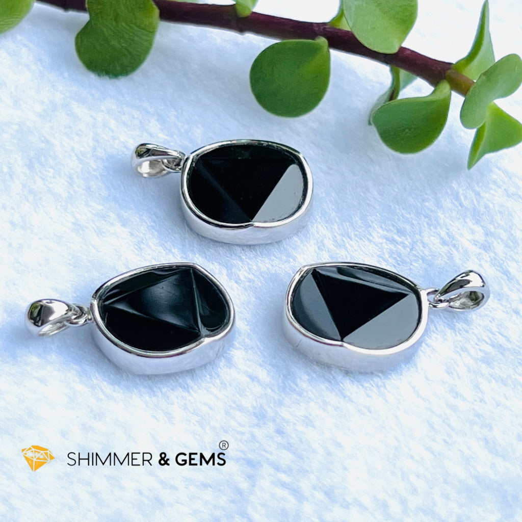 Star Of David Black Tourmaline 15Mm Pendant 925 Silver Charms & Pendants