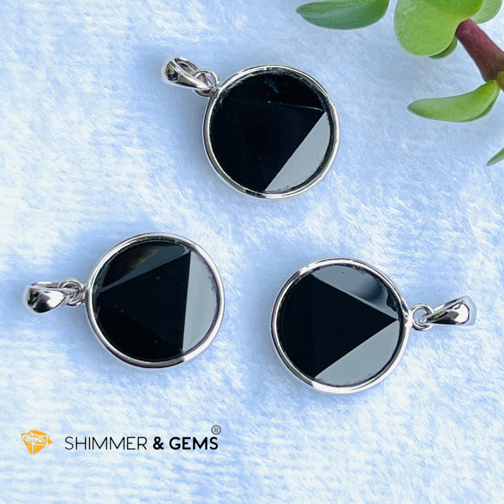 Star Of David Black Tourmaline 15Mm Pendant 925 Silver Charms & Pendants