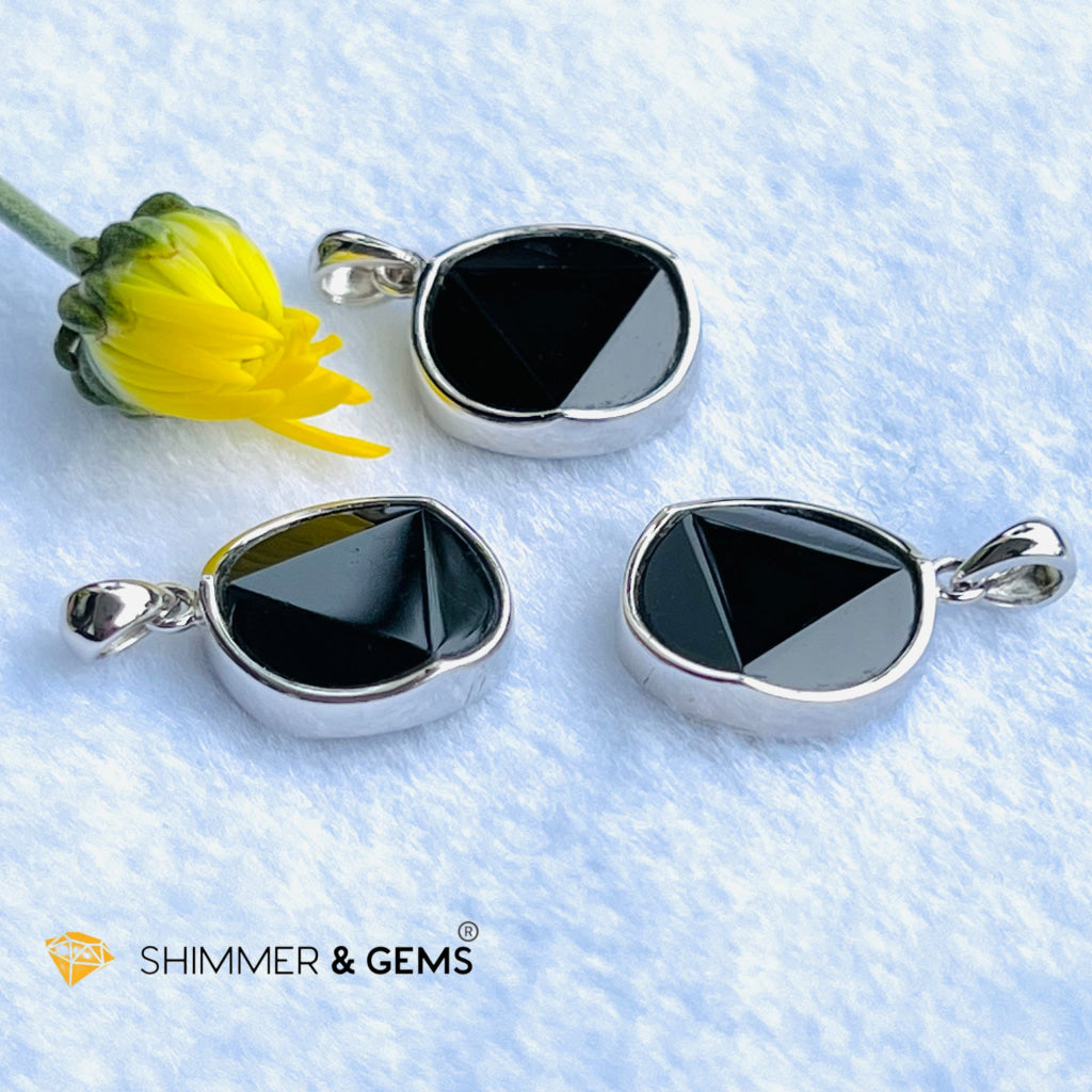 Star Of David Black Tourmaline 15Mm Pendant 925 Silver Charms & Pendants