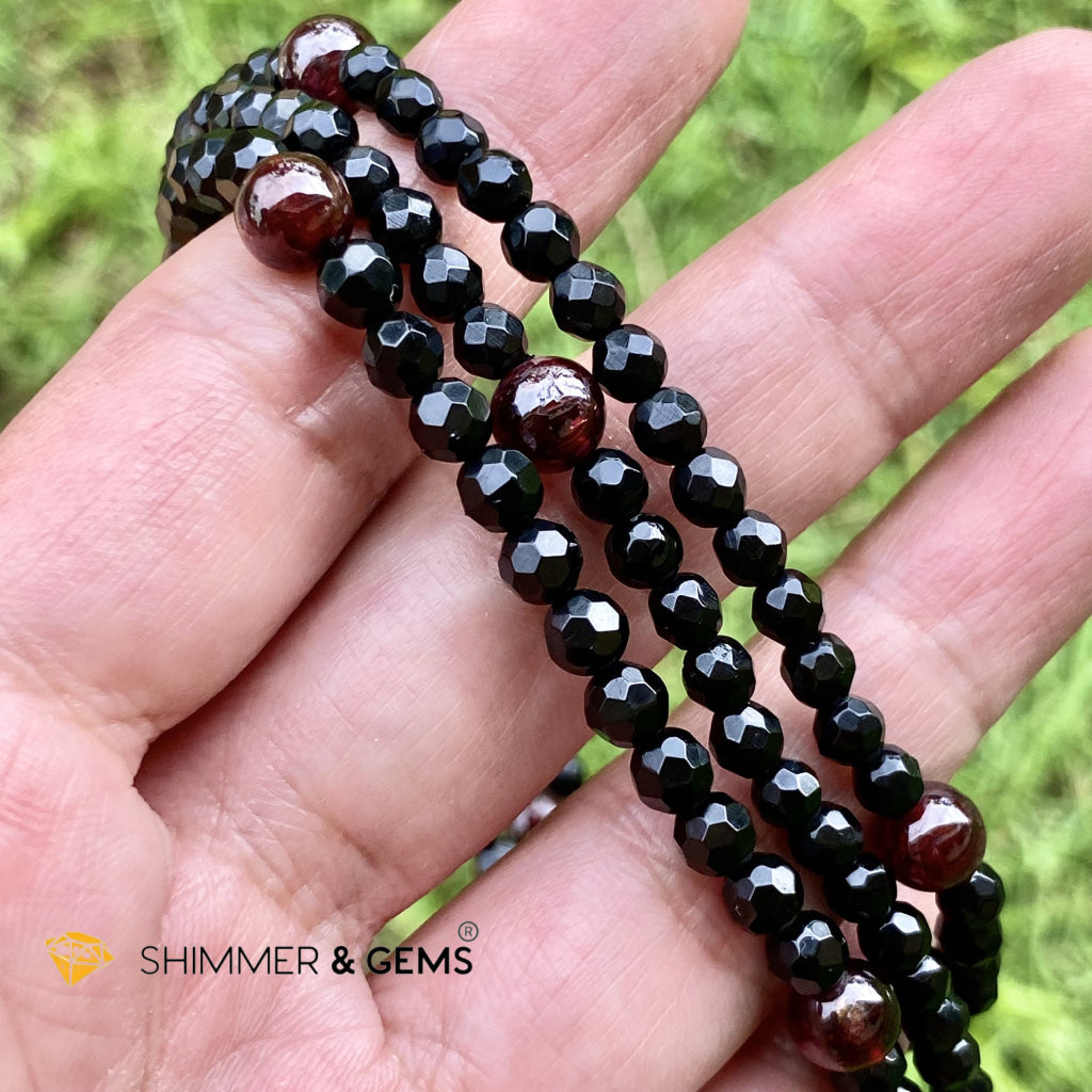 Black Tourmaline With Garnet Anklet Bracelets