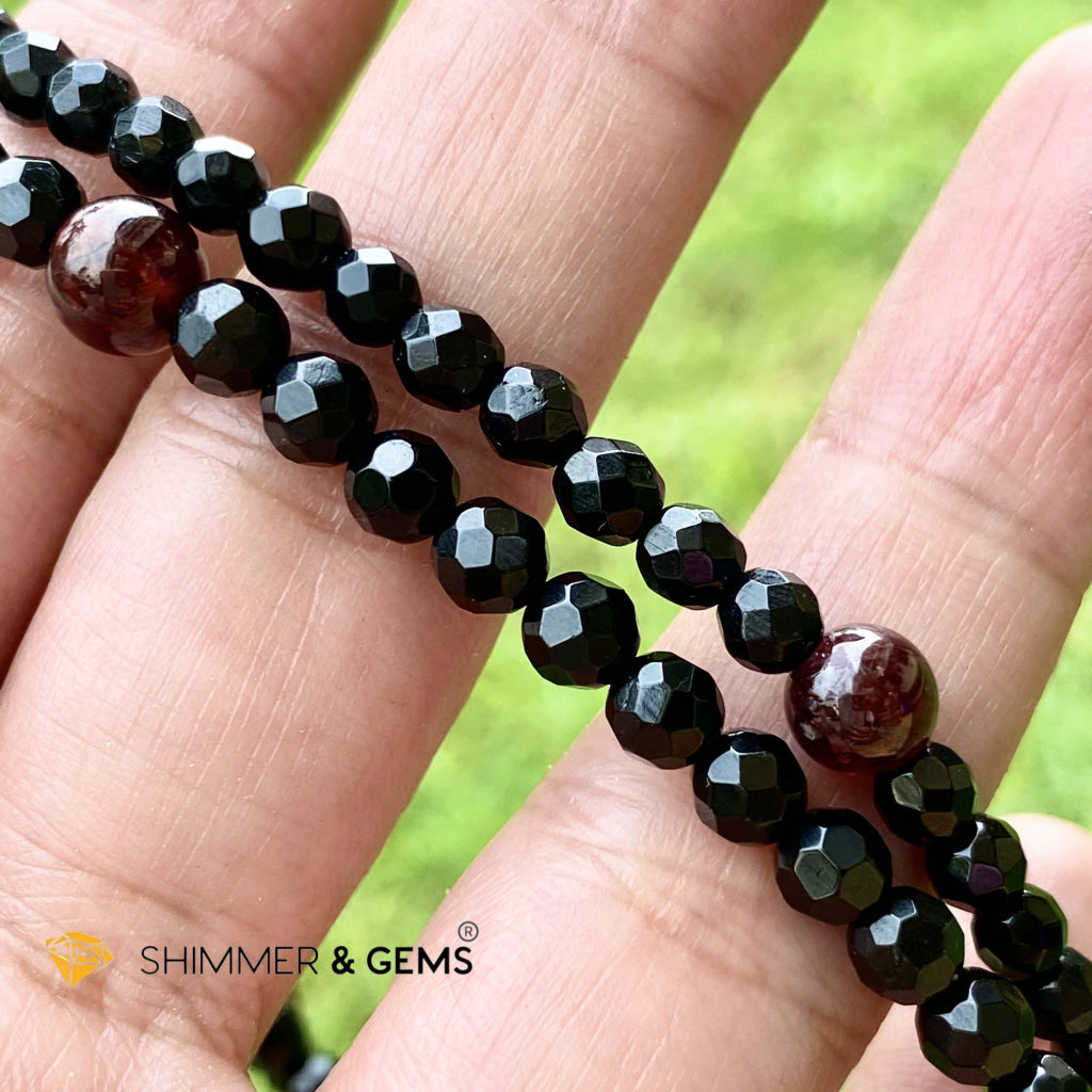 Black Tourmaline With Garnet Anklet Bracelets