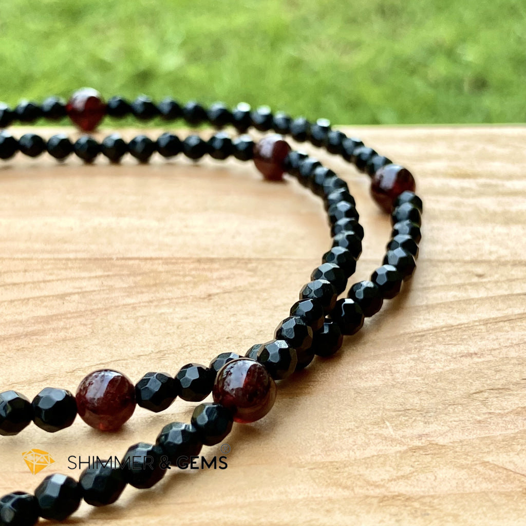 Black Tourmaline With Garnet Anklet Bracelets