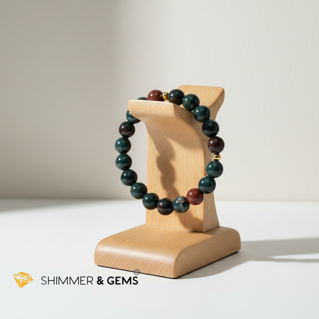 Bloodstone 8mm with 14k Gold-Filled Bead (Health)