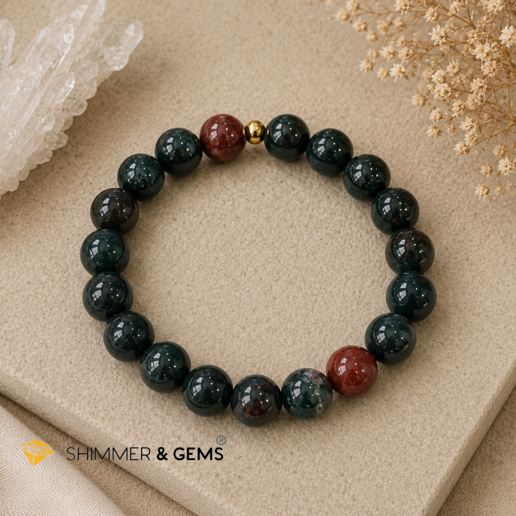 Bloodstone 8mm with 14k Gold-Filled Bead (Health)
