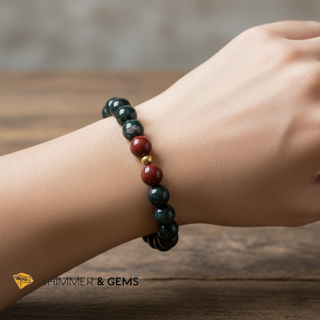 Bloodstone 8mm with 14k Gold-Filled Bead (Health)