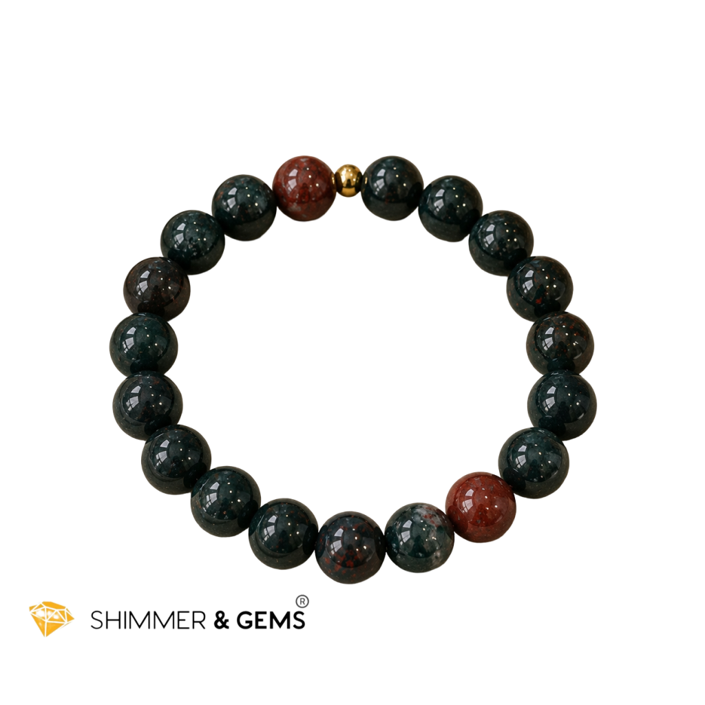 Bloodstone 8mm with 14k Gold-Filled Bead (Health)